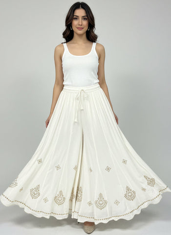 Flared Palazzo with Silver Embroidery