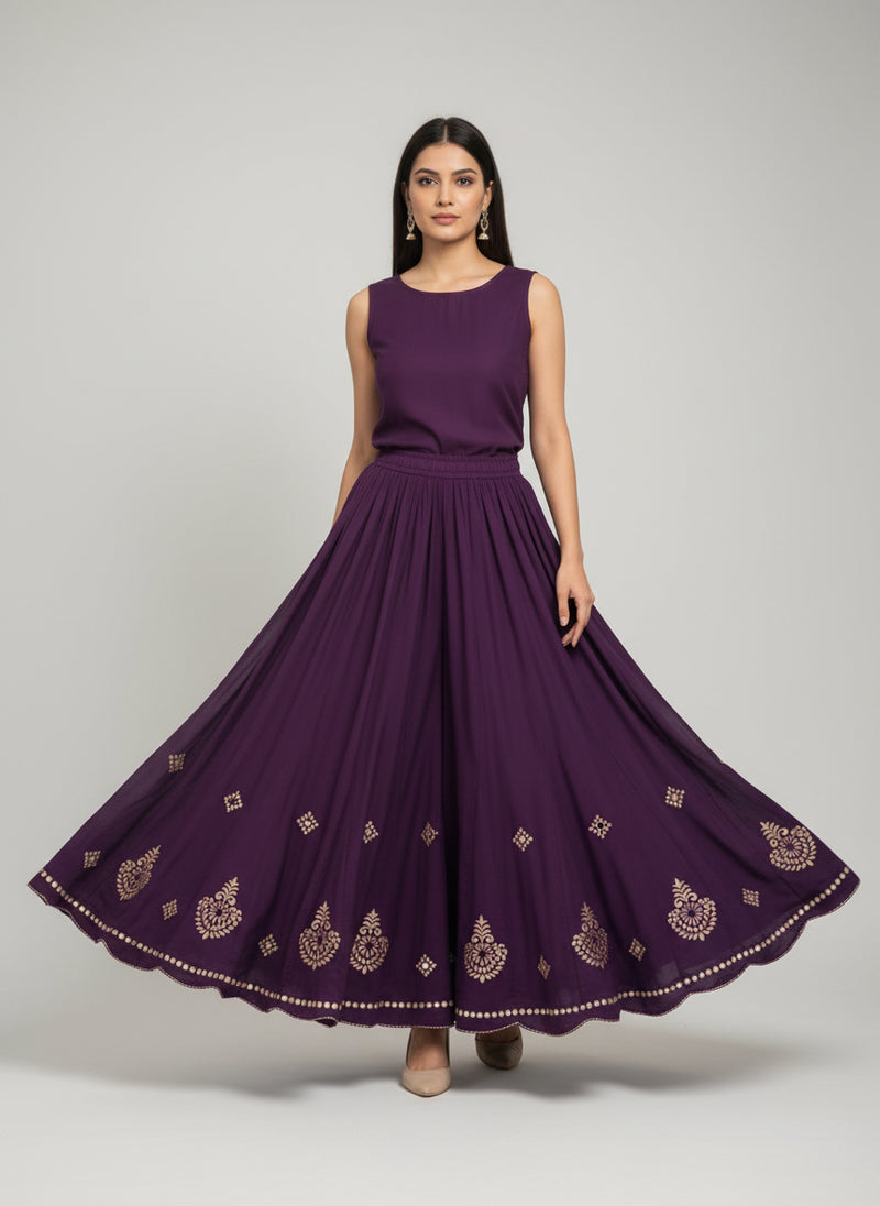 Flared Palazzo with Gota Embroidery