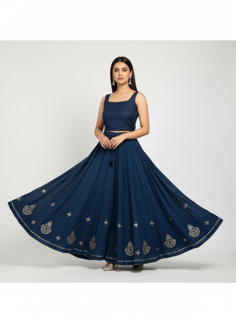 Flared Palazzo with Gota Embroidery