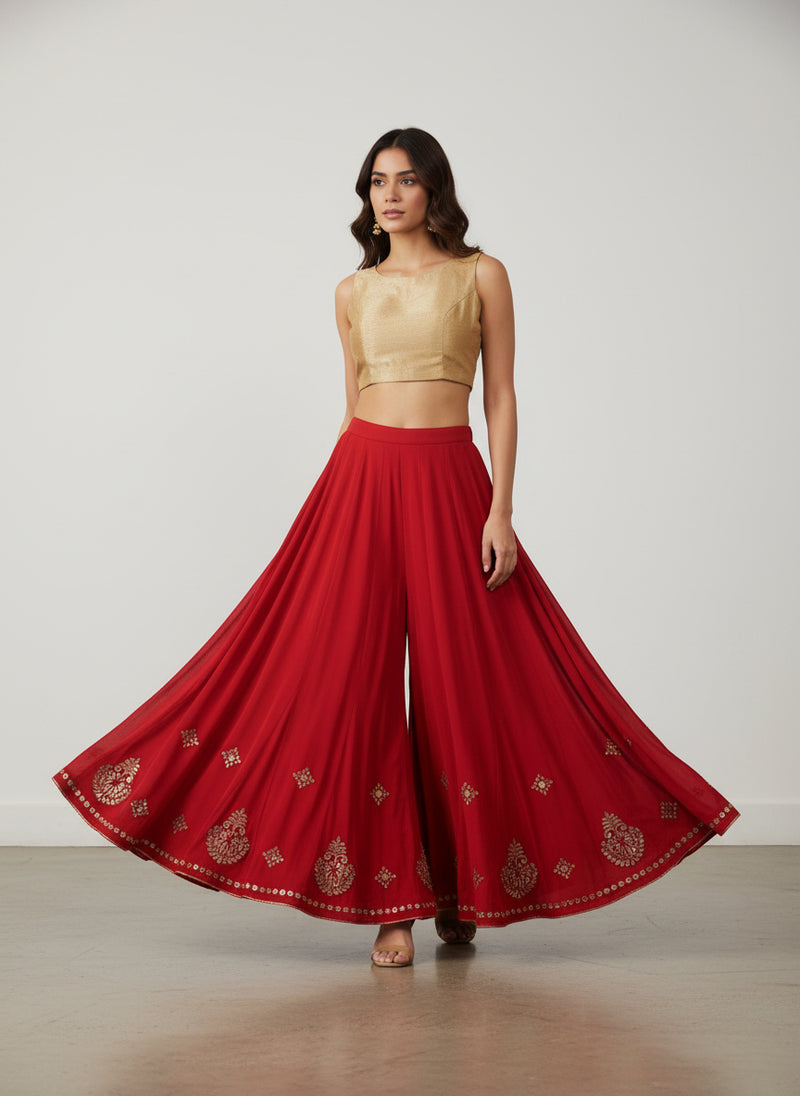 Flared Palazzo with Gota Embroidery
