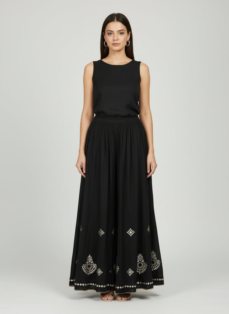 Flared Palazzo with Gota Embroidery