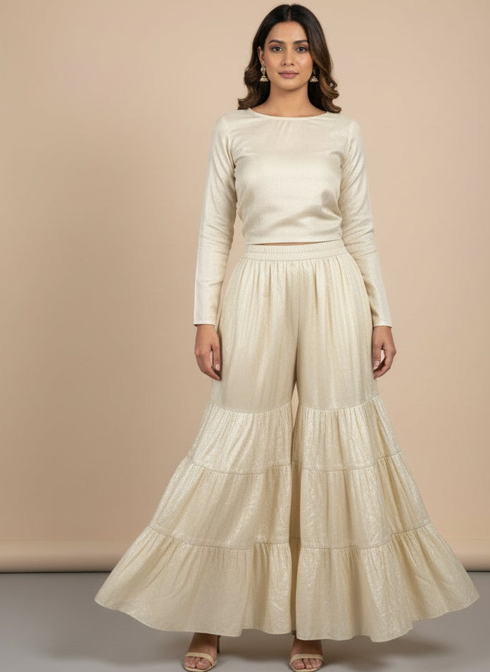 Organza Shimmer Gold Sharara