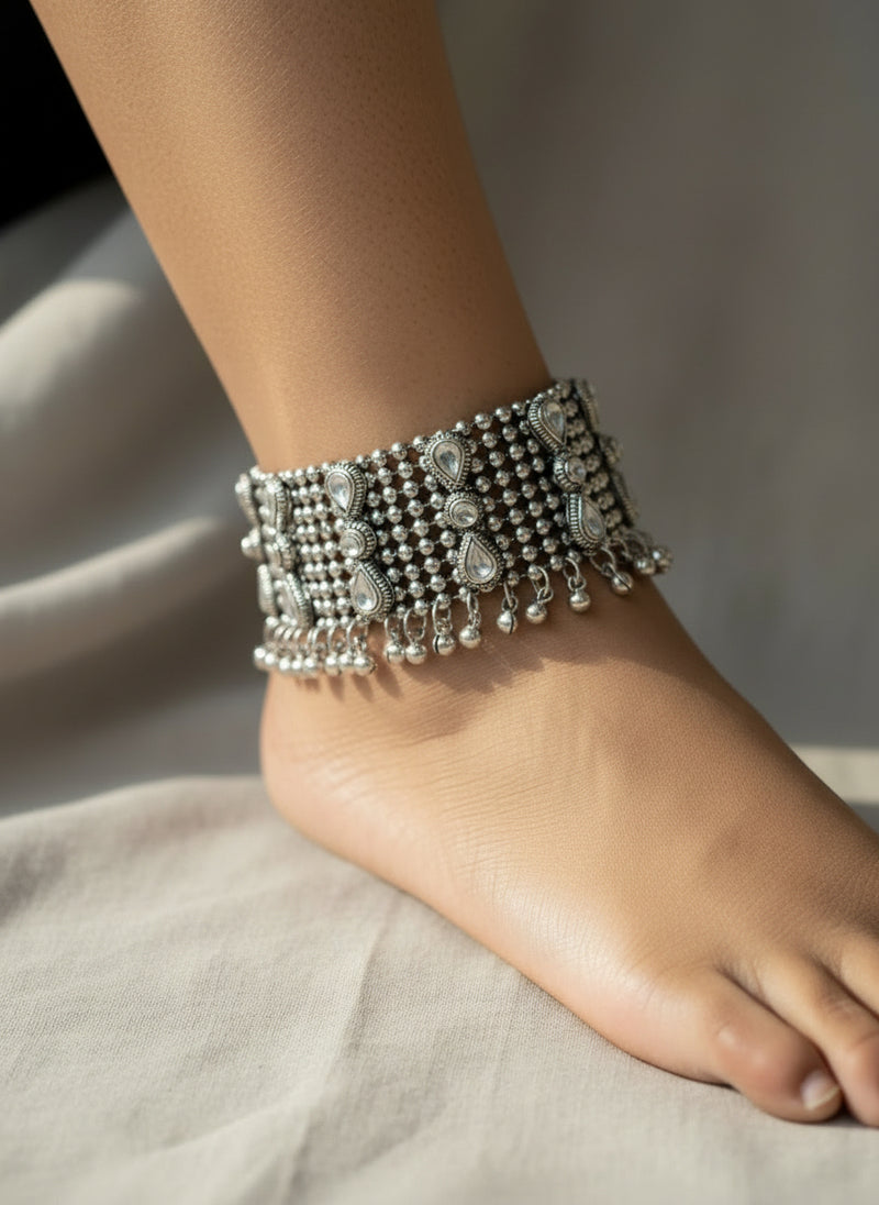 Oxidized Silver Anklet (Sold as Pair)