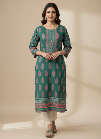 Shibori Kurti with Embroidered Neckline