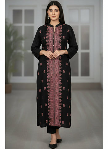 Shibori Kurti with Embroidered Neckline