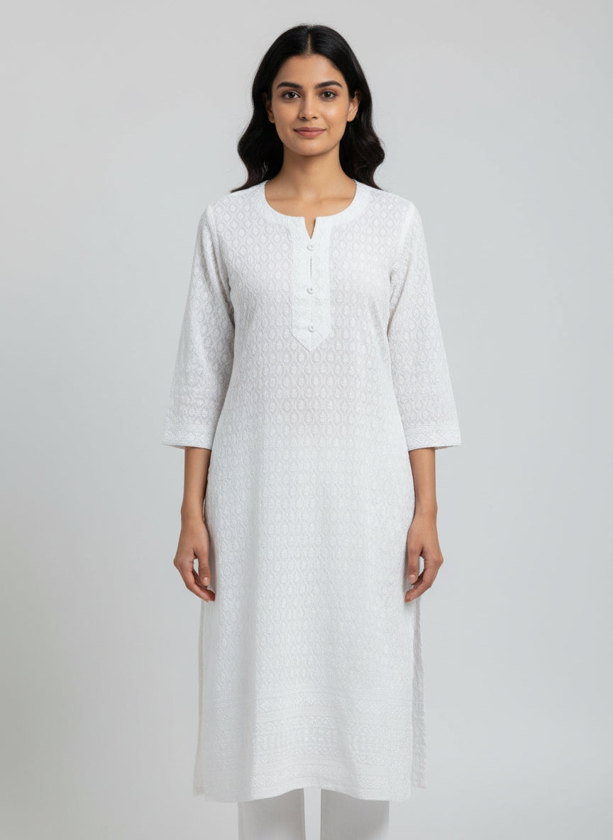 Kurti with White Embroidery