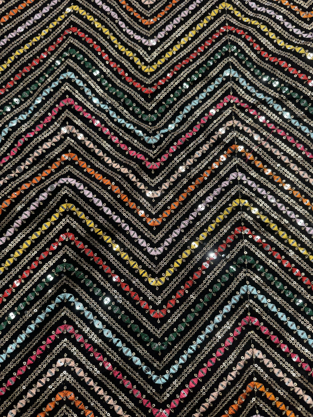 Black Multi Zigzag Embroidery