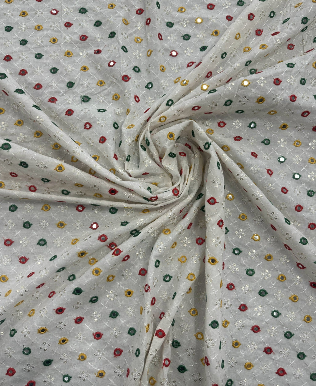 White Cotton Multi Embroidery