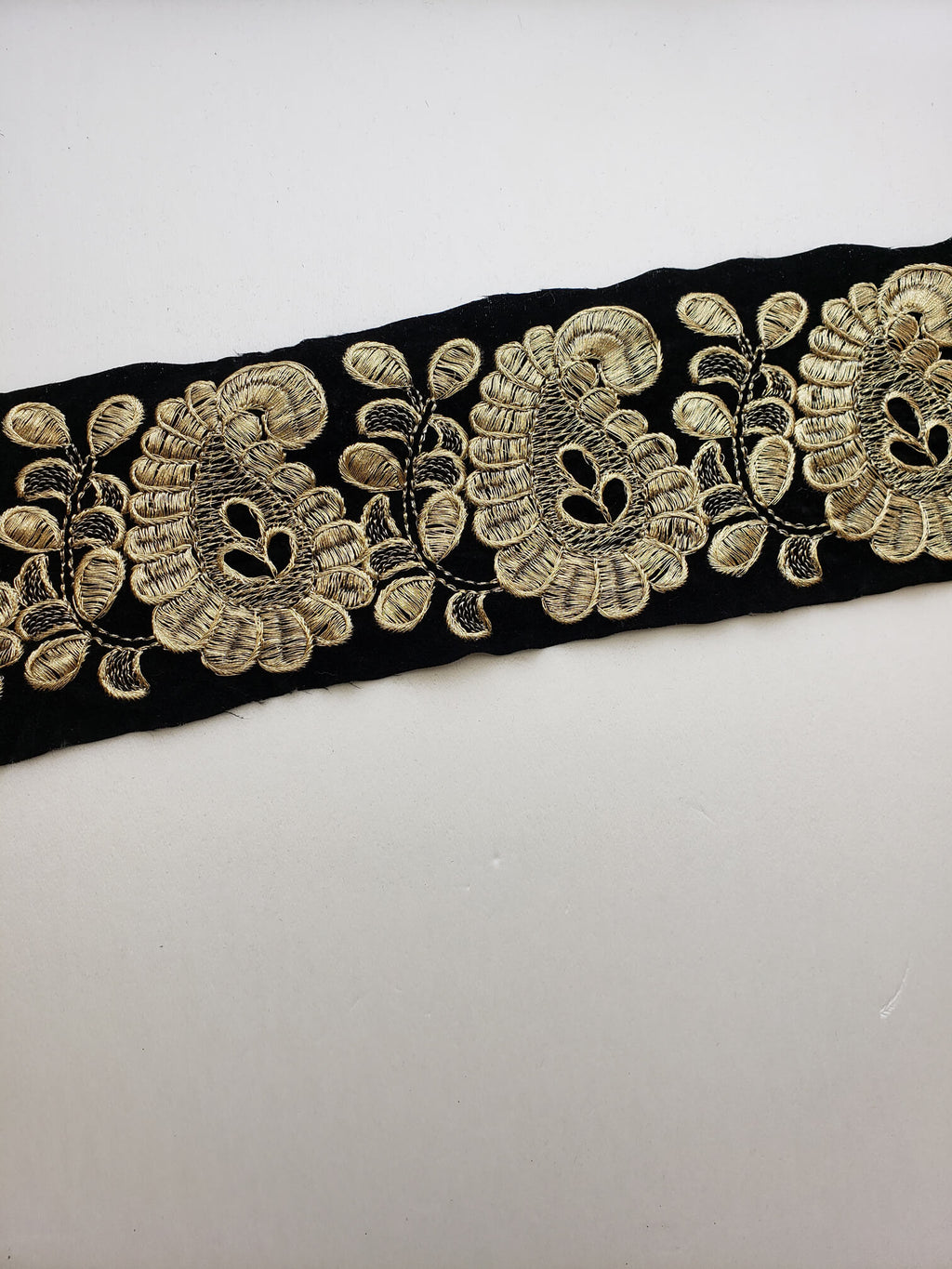 Black Velvety Base with Gold Paisley Design