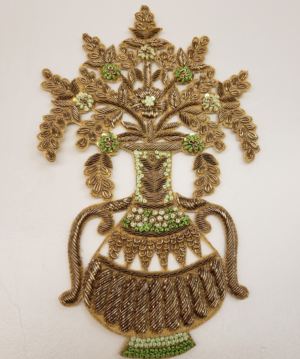 (Lime) Embroidered Vase Motif