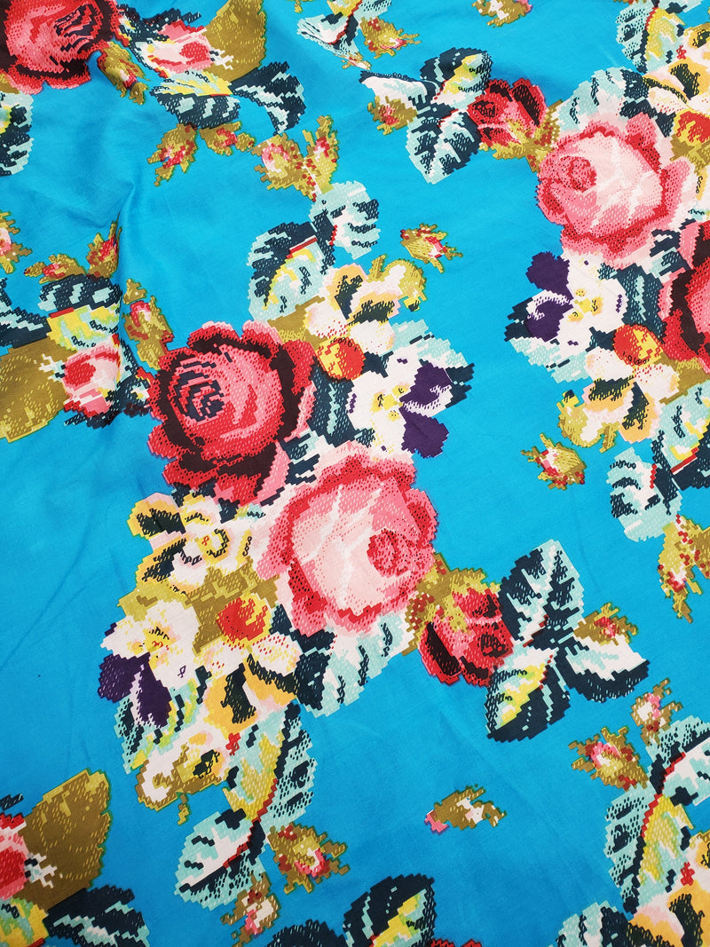 Floral Digital Print (Turquoise)