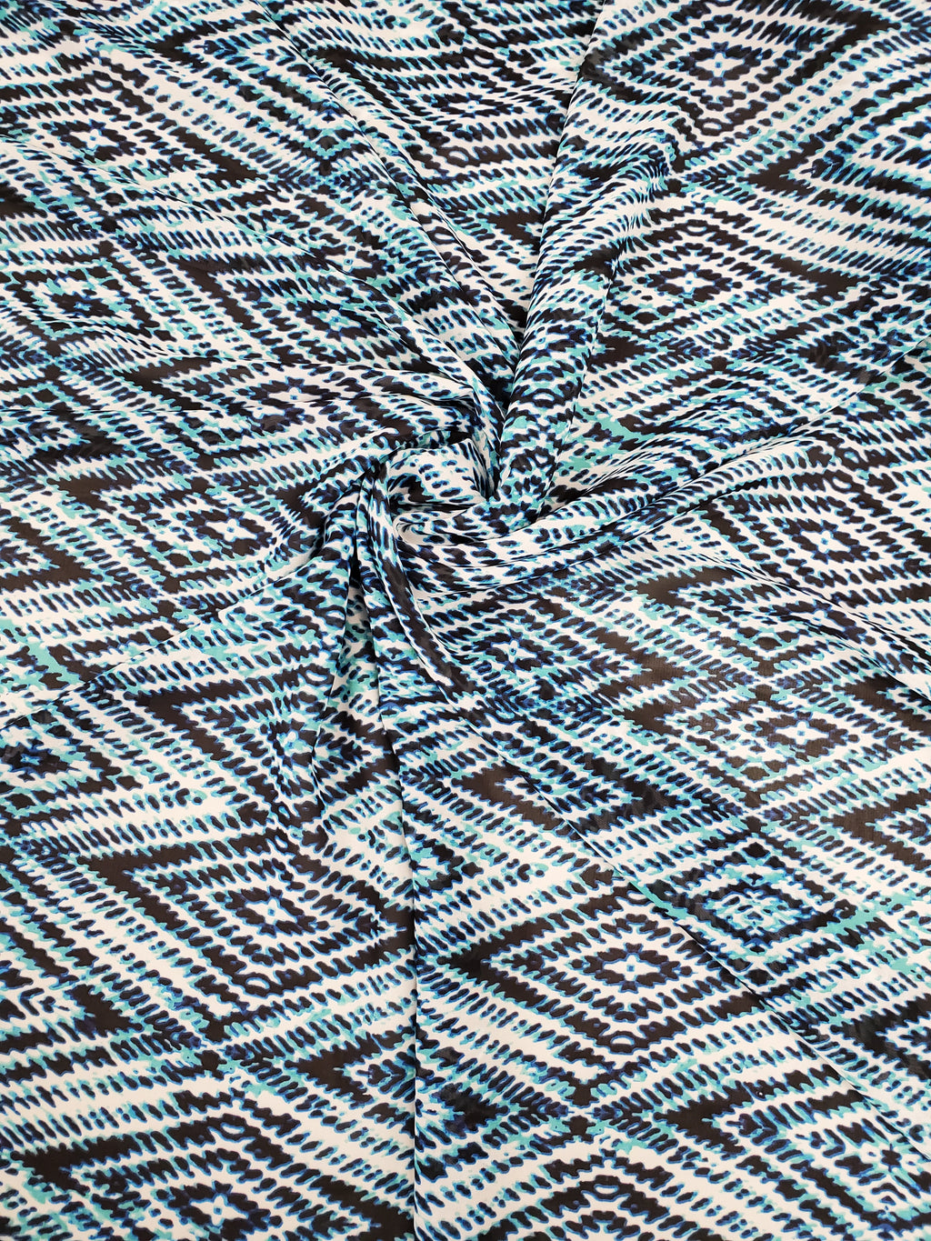 Turquoise & Black Print