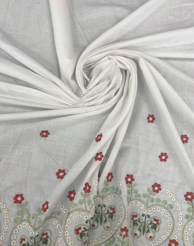 White Cotton Multi Embroidery