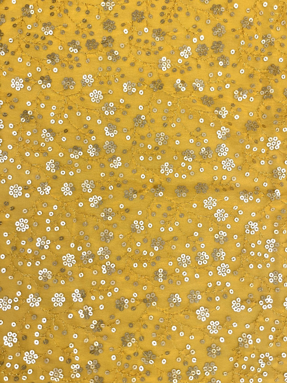 Georgette Yellow Sequins