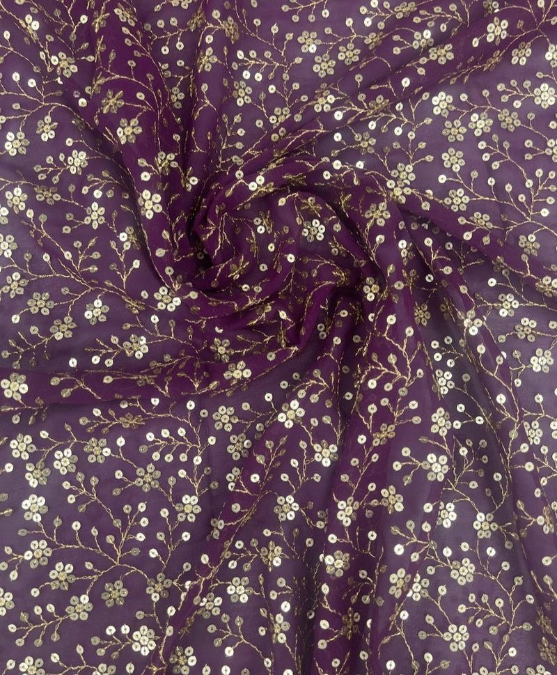 Georgette Purple Sequins