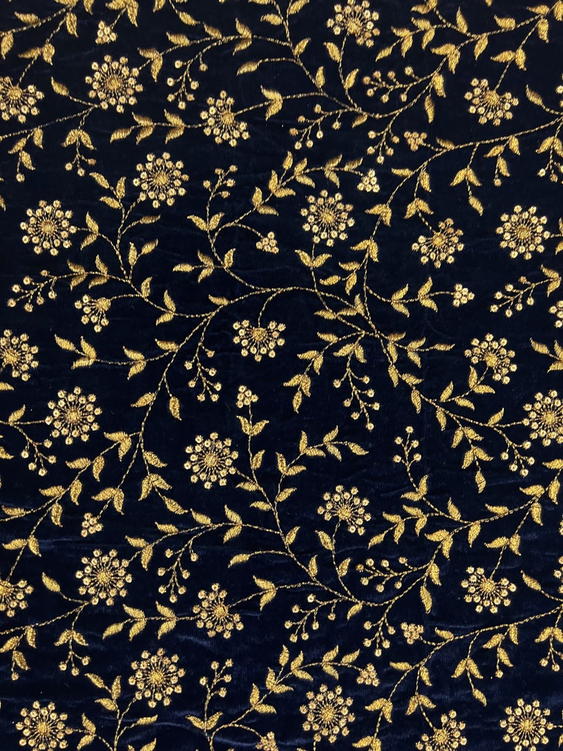 Velvet Navy Embroidered