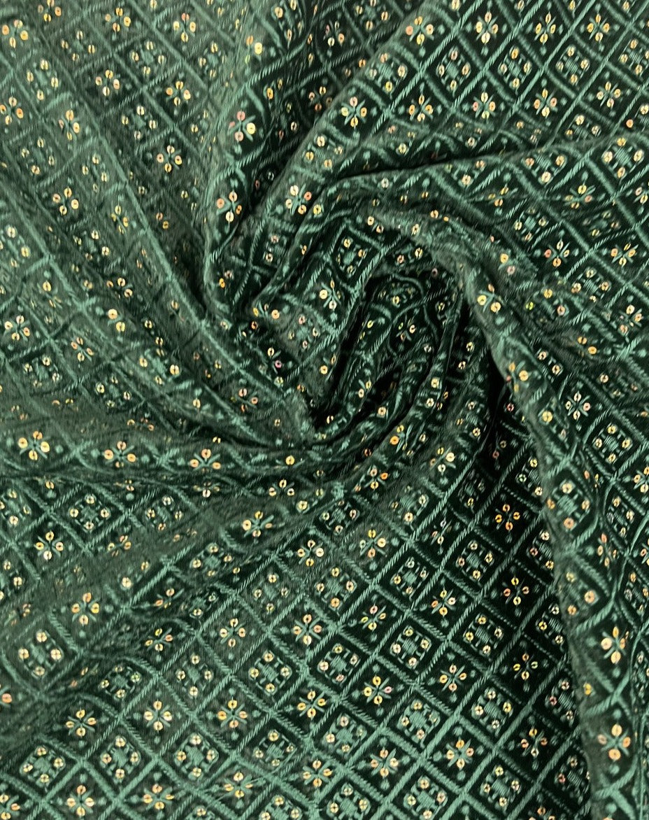 Velvet Green Embroidered