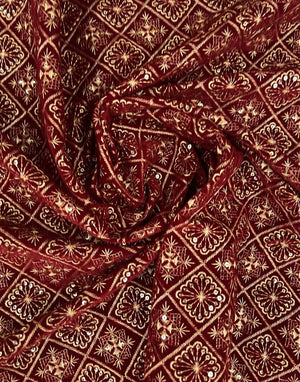 Velvet Maroon Embroidered