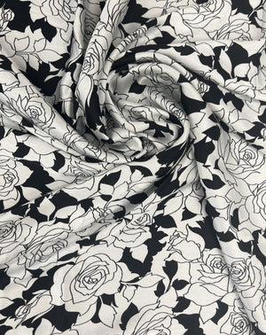 Satin Black/White Floral