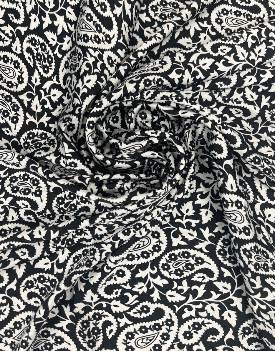 Satin Black/White Paisley